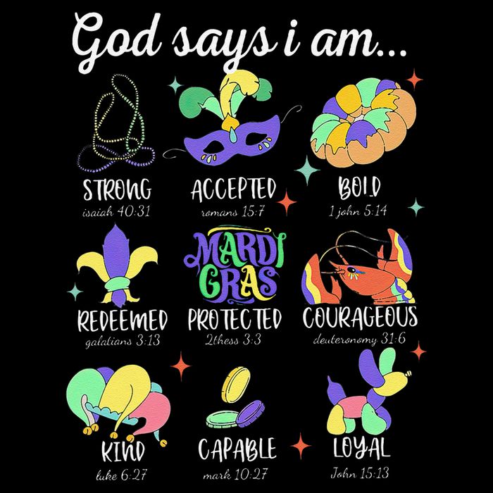 God Says I Am Mardi Gras Christian Bible Verse Fattuesday Premium T-Shirt