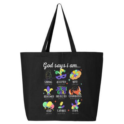 God Says I Am Mardi Gras Christian Bible Verse Fattuesday 25L Jumbo Tote