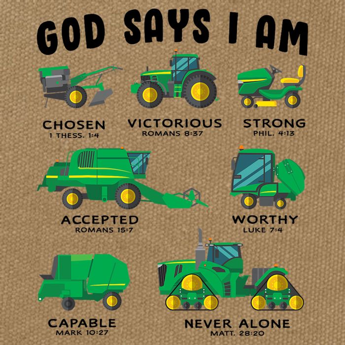 God Says I Am Tractor Farm Truck Bible Verse Cotton Canvas Backpack