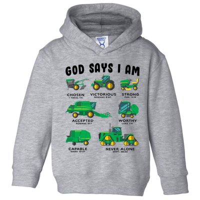 God Says I Am Tractor Farm Truck Bible Verse Toddler Hoodie
