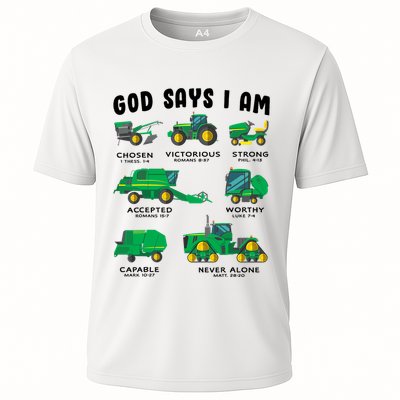 God Says I Am Tractor Farm Truck Bible Verse Performance Shirt