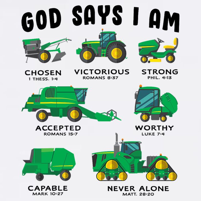 God Says I Am Tractor Farm Truck Bible Verse Bucket Hat