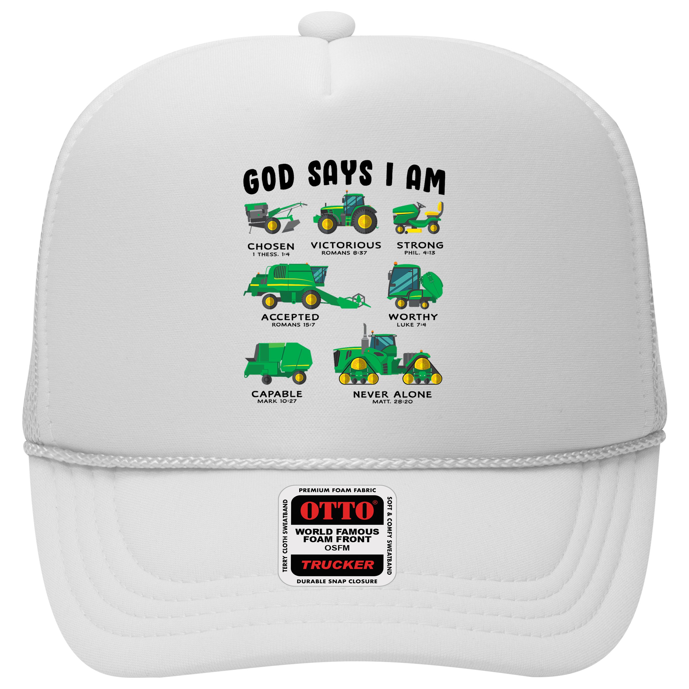 God Says I Am Tractor Farm Truck Bible Verse Hat