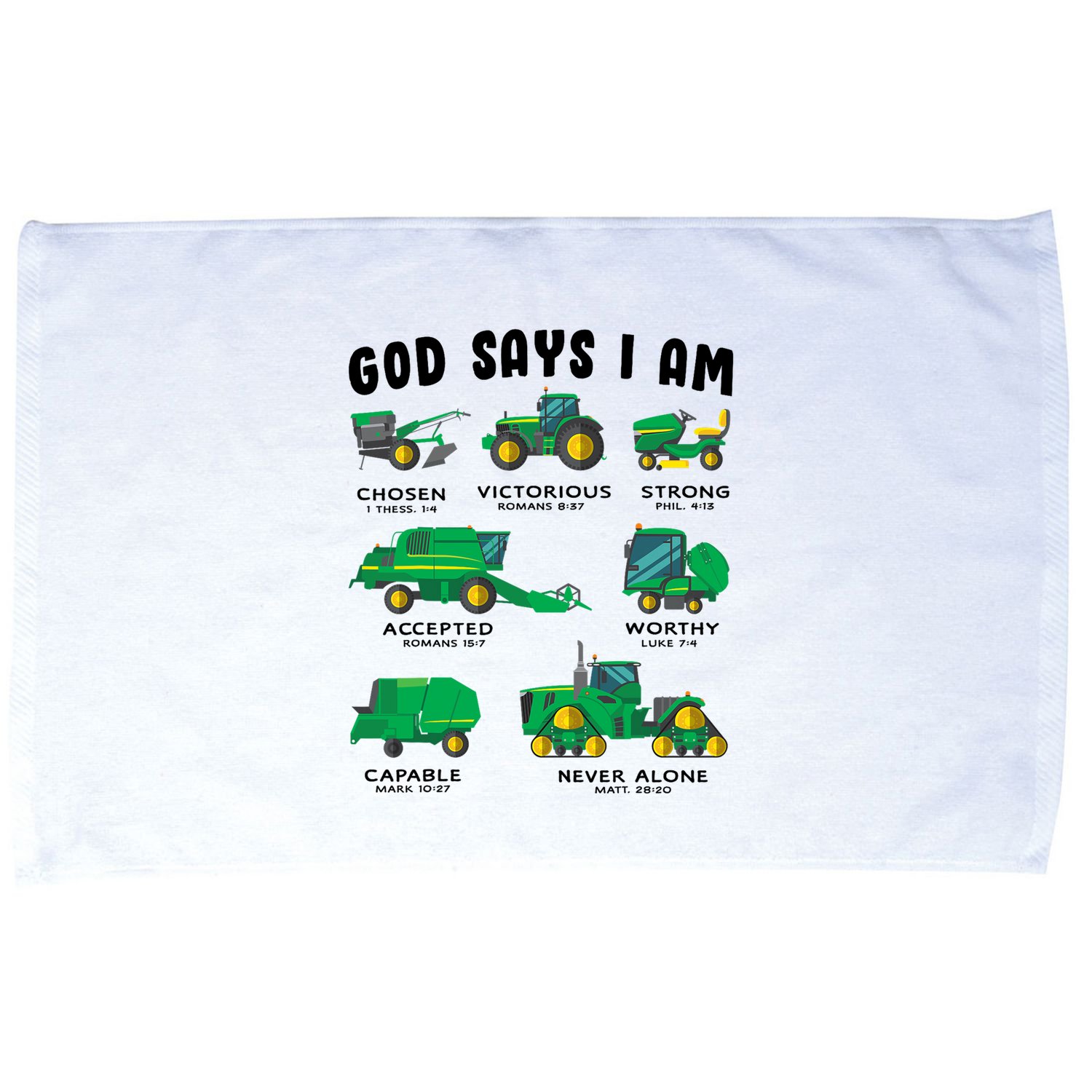 God Says I Am Tractor Farm Truck Bible Verse Microfiber Hand Towel