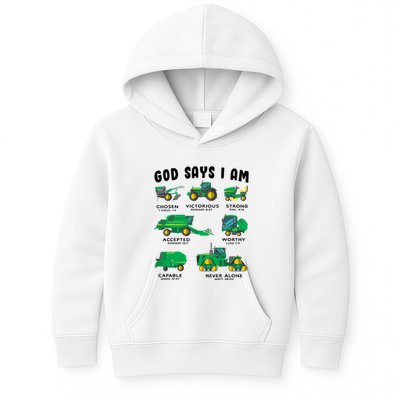 God Says I Am Tractor Farm Truck Bible Verse Kids Hoodie
