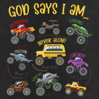 God Says I Am Construction Bible Verse Truck 7 Panel Mesh Trucker Snapback Hat