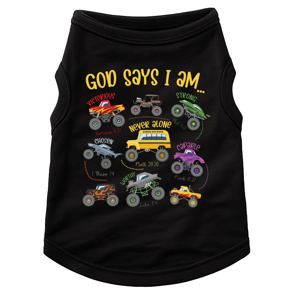 God Says I Am Construction Bible Verse Truck Doggie Tank