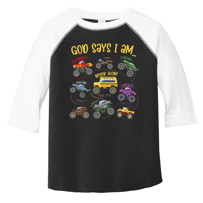 God Says I Am Construction Bible Verse Truck Toddler Fine Jersey T-Shirt