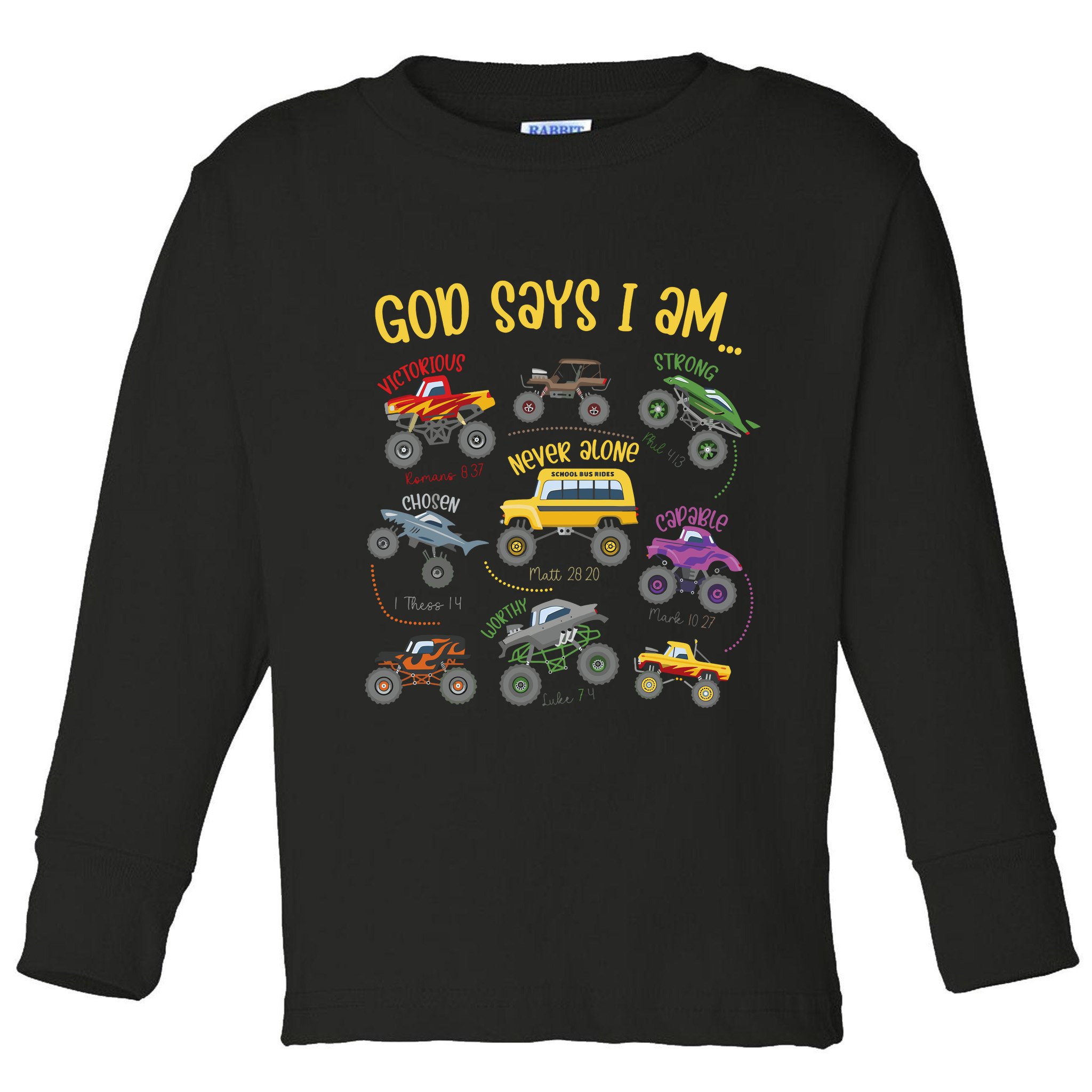God Says I Am Construction Bible Verse Truck Toddler Long Sleeve Shirt