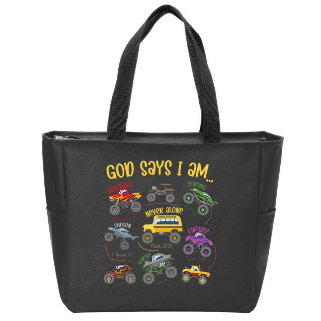 God Says I Am Construction Bible Verse Truck Zip Tote Bag
