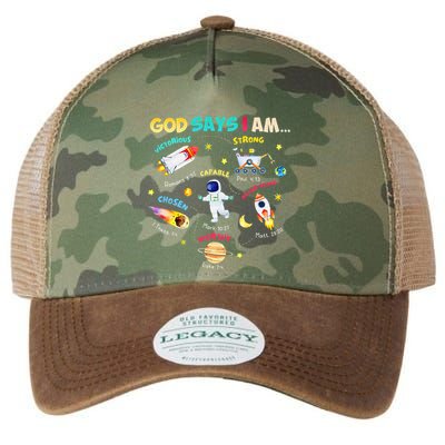 God Says I Am Outer Space Themed Bible Christian Legacy Tie Dye Trucker Hat