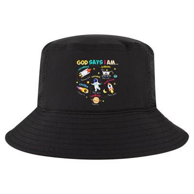 God Says I Am Outer Space Themed Bible Christian Cool Comfort Performance Bucket Hat