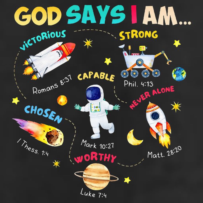 God Says I Am Outer Space Themed Bible Christian Cool Comfort Performance Bucket Hat
