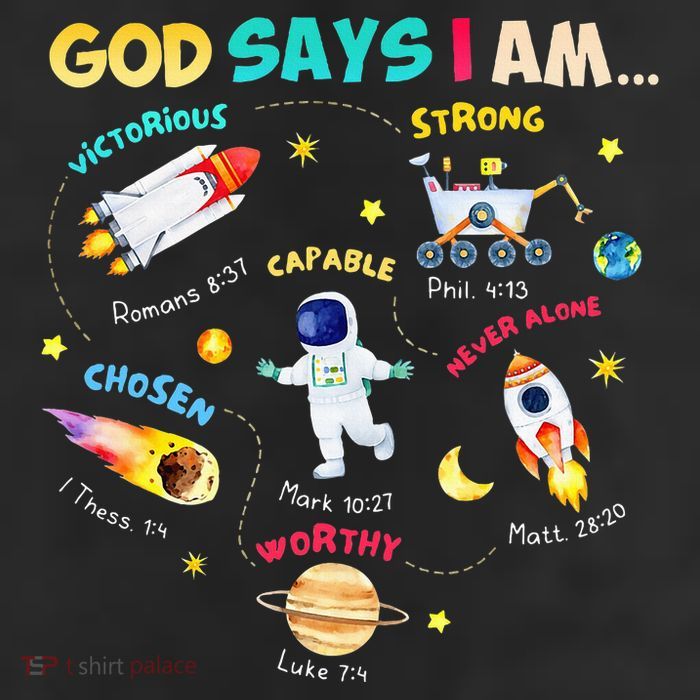 God Says I Am Outer Space Themed Bible Christian 7 Panel Mesh Trucker Snapback Hat