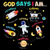 God Says I Am Outer Space Themed Bible Christian Cooling Performance Crew T-Shirt