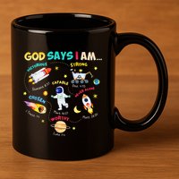 God Says I Am Outer Space Themed Bible Christian 11oz C Handle Ceramic Mug