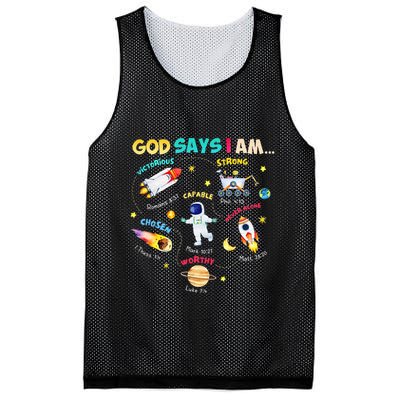 God Says I Am Outer Space Themed Bible Christian Mesh Reversible Basketball Jersey Tank