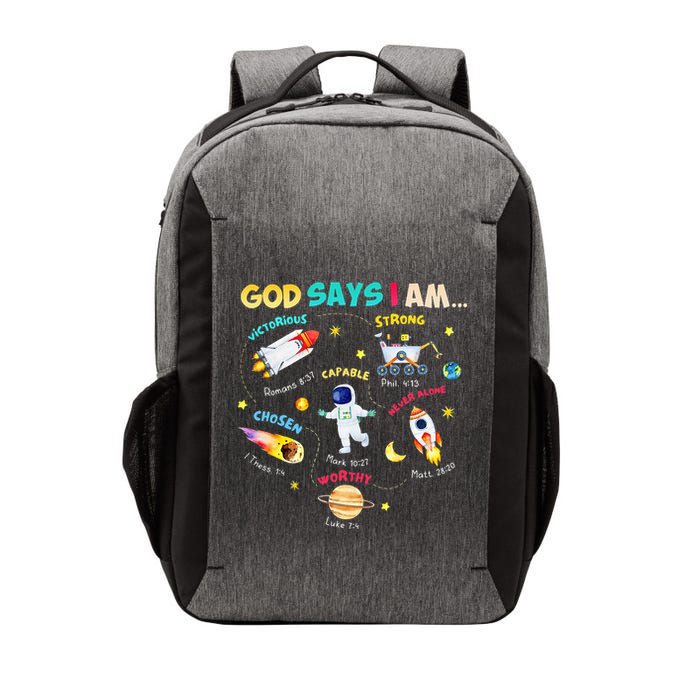 God Says I Am Outer Space Themed Bible Christian Vector Backpack