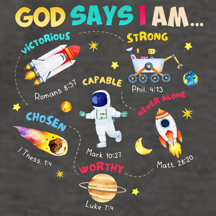 God Says I Am Outer Space Themed Bible Christian Vector Backpack