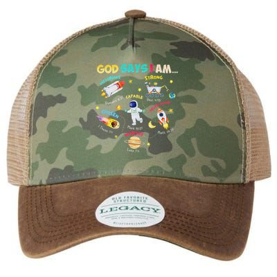 God Says I Am Outer Space Themed Bible Christian Legacy Tie Dye Trucker Hat