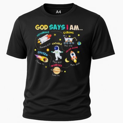 God Says I Am Outer Space Themed Bible Christian Performance Shirt
