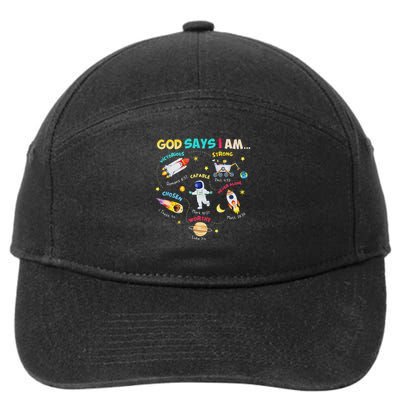 God Says I Am Outer Space Themed Bible Christian 7-Panel Snapback Hat