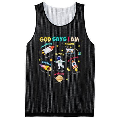 God Says I Am Outer Space Themed Bible Christian Mesh Reversible Basketball Jersey Tank