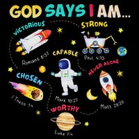 God Says I Am Outer Space Themed Bible Christian Youth Performance Sprint T-Shirt