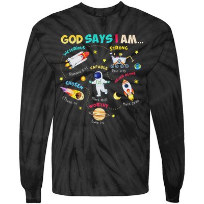 God Says I Am Outer Space Themed Bible Christian Tie-Dye Long Sleeve Shirt