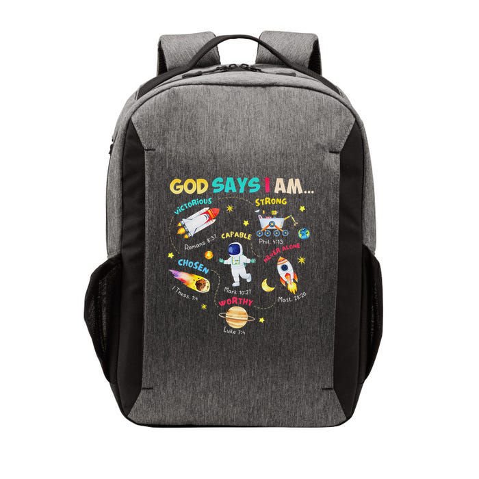 God Says I Am Outer Space Themed Bible Christian Vector Backpack