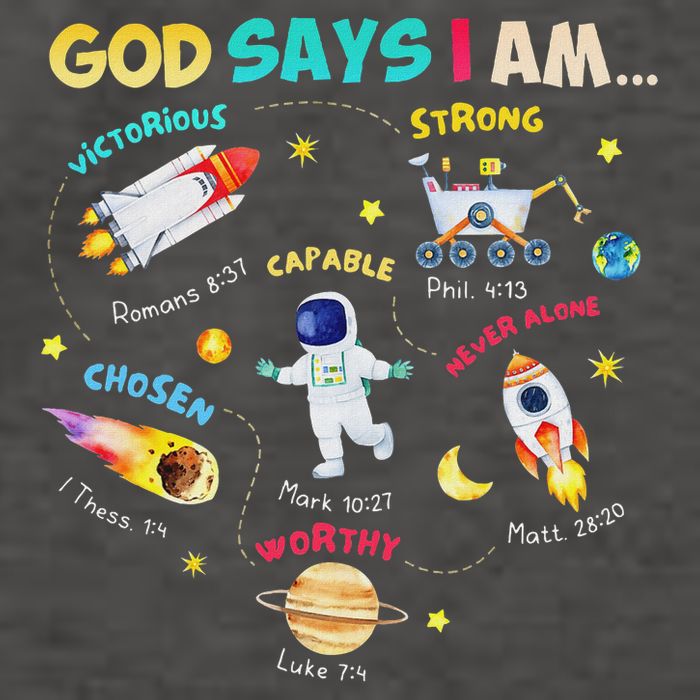 God Says I Am Outer Space Themed Bible Christian Vector Backpack