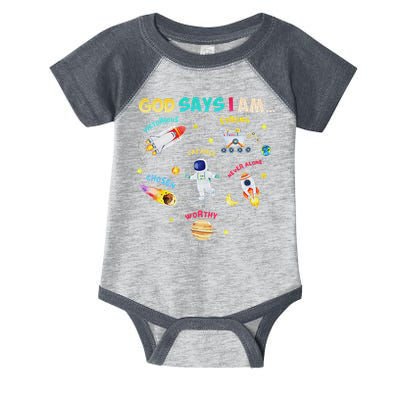 God Says I Am Outer Space Themed Bible Christian Infant Baby Jersey Bodysuit