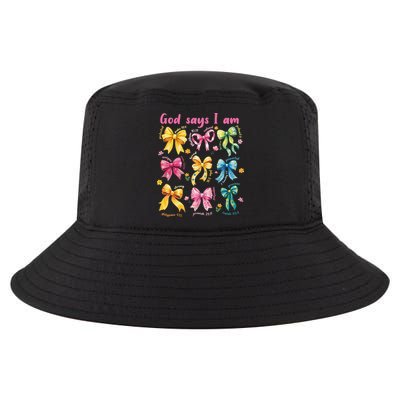 God Says I Am Coquette Bow Floral Christian Mothers Day Cool Comfort Performance Bucket Hat