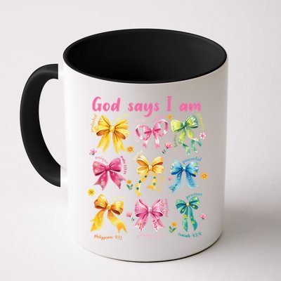 God Says I Am Coquette Bow Floral Christian Mothers Day Mug