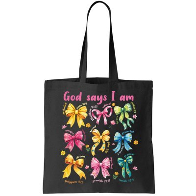 God Says I Am Coquette Bow Floral Christian Mothers Day Bag
