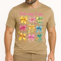 God Says I Am Coquette Bow Floral Christian Mothers Day Cooling Performance Crew T-Shirt