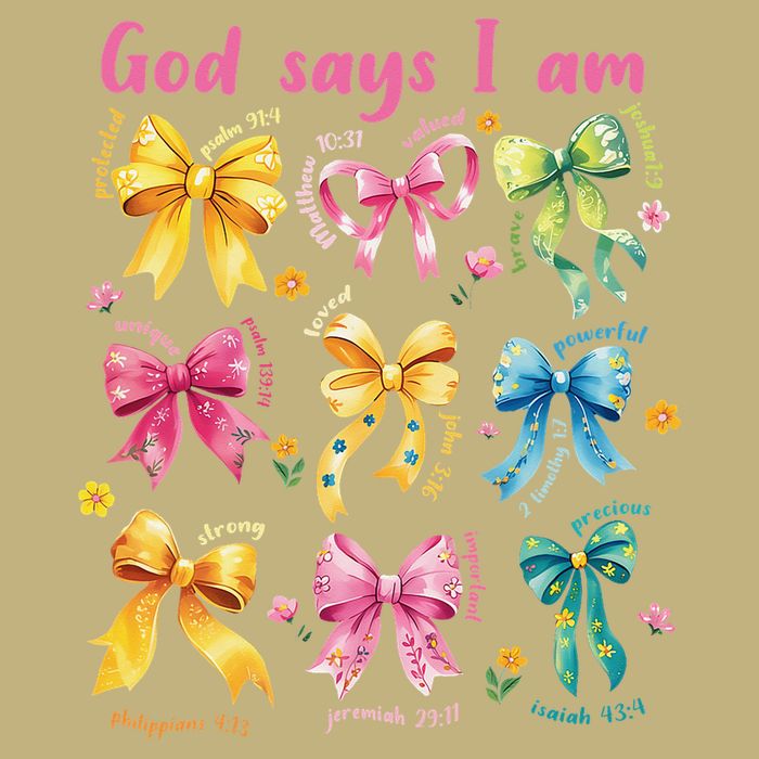 God Says I Am Coquette Bow Floral Christian Mothers Day Cooling Performance Crew T-Shirt