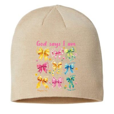 God Says I Am Coquette Bow Floral Christian Mothers Day Sustainable Beanie