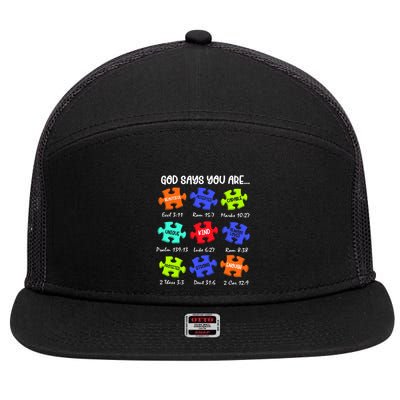 God Says I Am Autism Png Retro Autism 7 Panel Mesh Trucker Snapback Hat