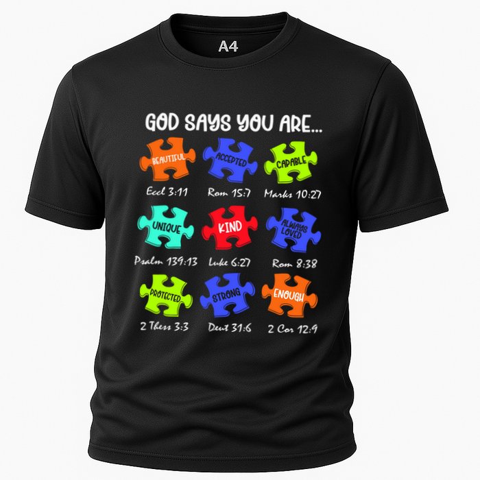 God Says I Am Autism Png Retro Autism Cooling Performance Crew T-Shirt