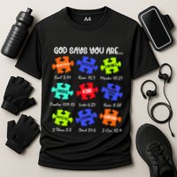 God Says I Am Autism Png Retro Autism Cooling Performance Crew T-Shirt