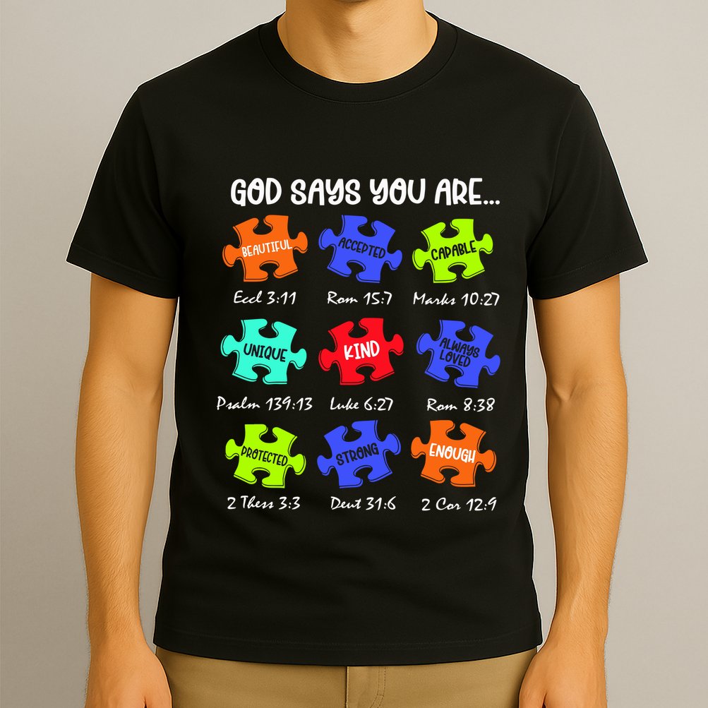 God Says I Am Autism Png Retro Autism T-Shirt