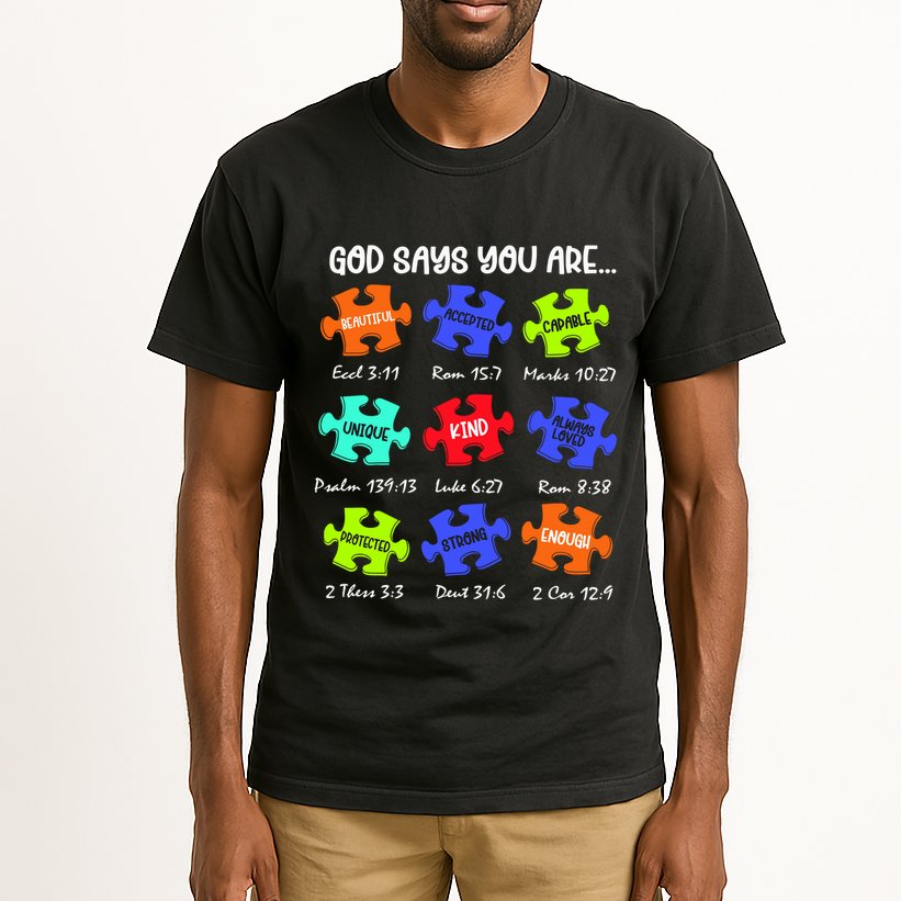 God Says I Am Autism Png Retro Autism Tall T-Shirt