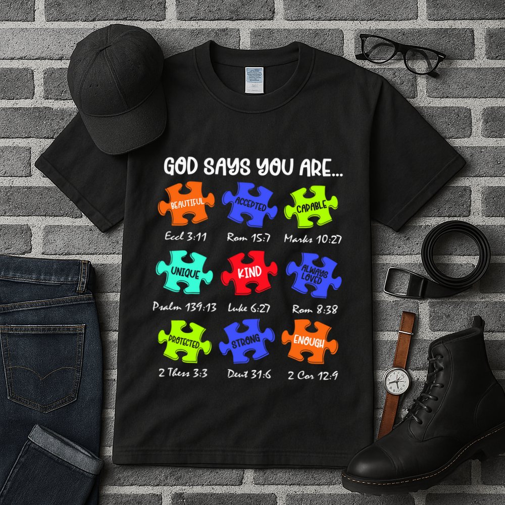 God Says I Am Autism Png Retro Autism Tall T-Shirt