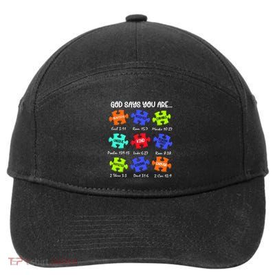 God Says I Am Autism Png Retro Autism 7-Panel Snapback Hat