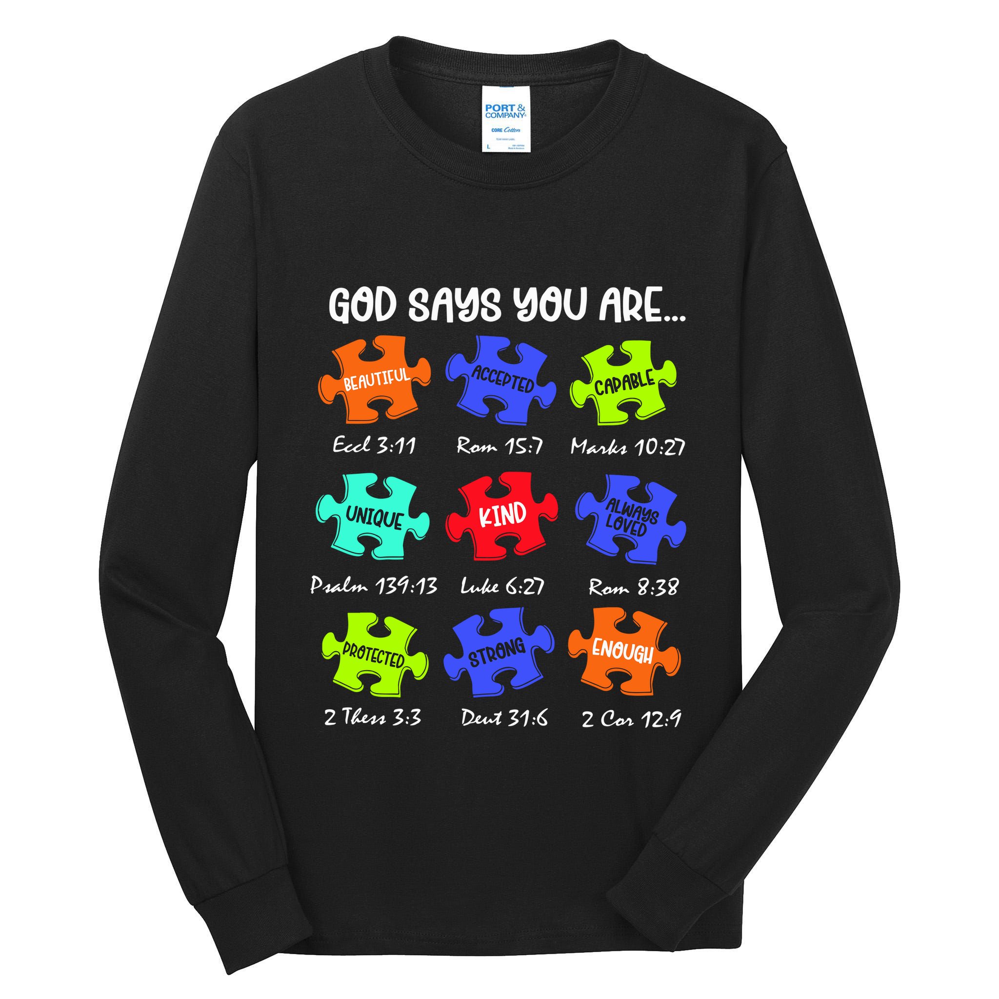 God Says I Am Autism Png Retro Autism Tall Long Sleeve T-Shirt
