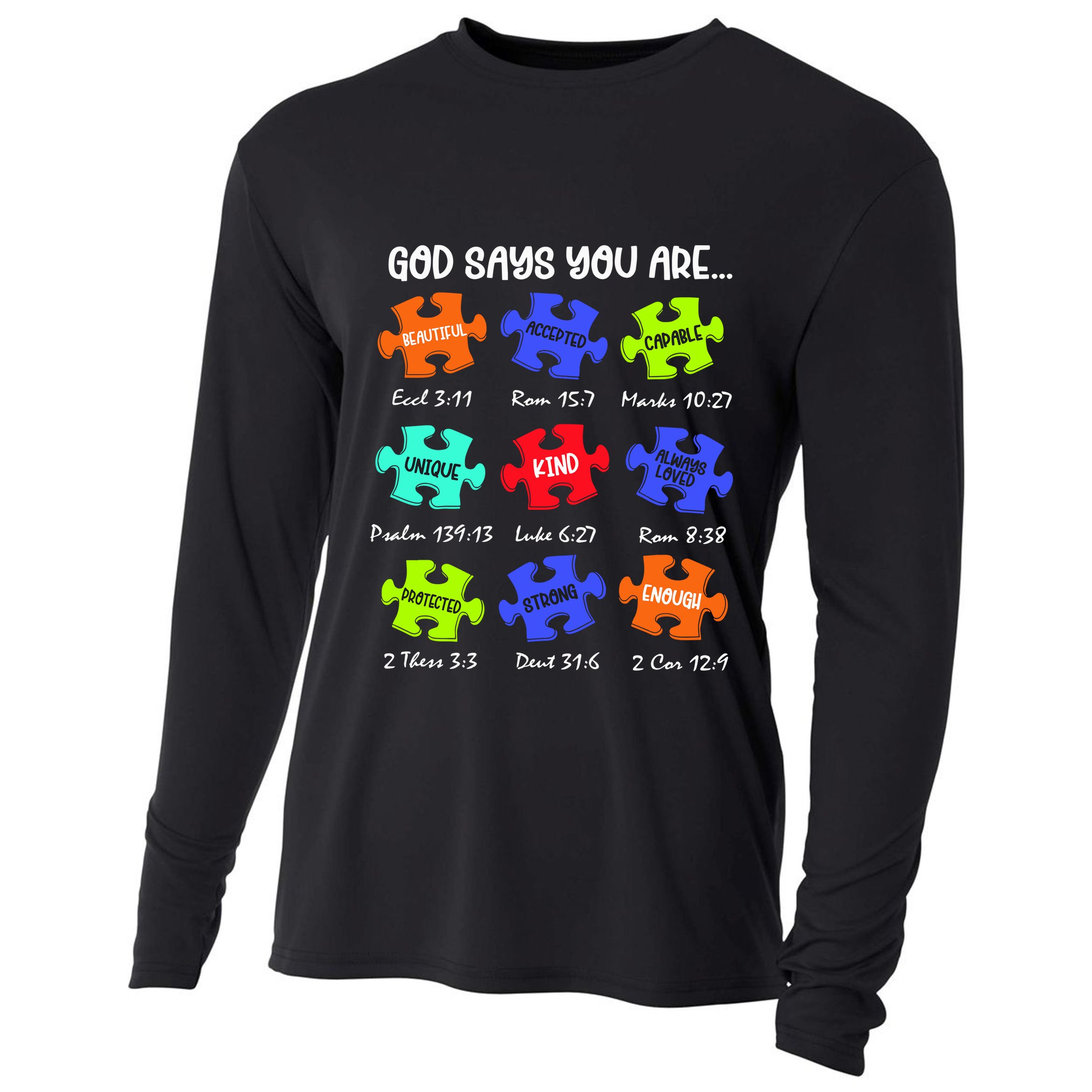 God Says I Am Autism Png Retro Autism Cooling Performance Long Sleeve Crew
