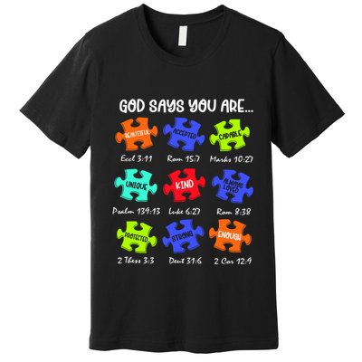 God Says I Am Autism Png Retro Autism Premium T-Shirt