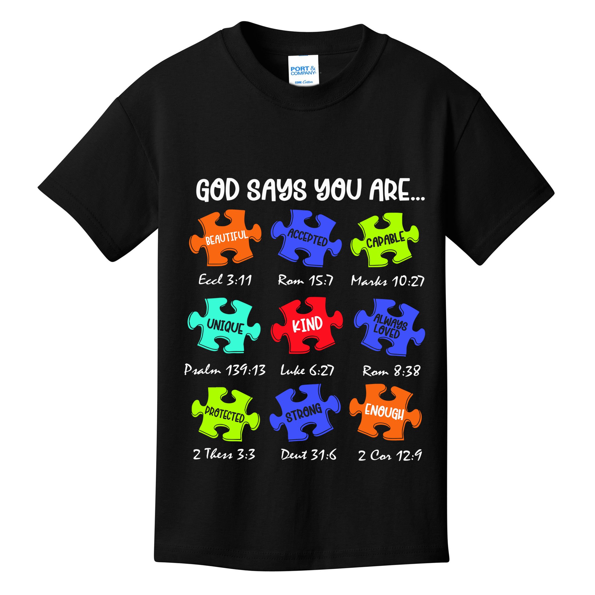 God Says I Am Autism Png Retro Autism Kids T-Shirt