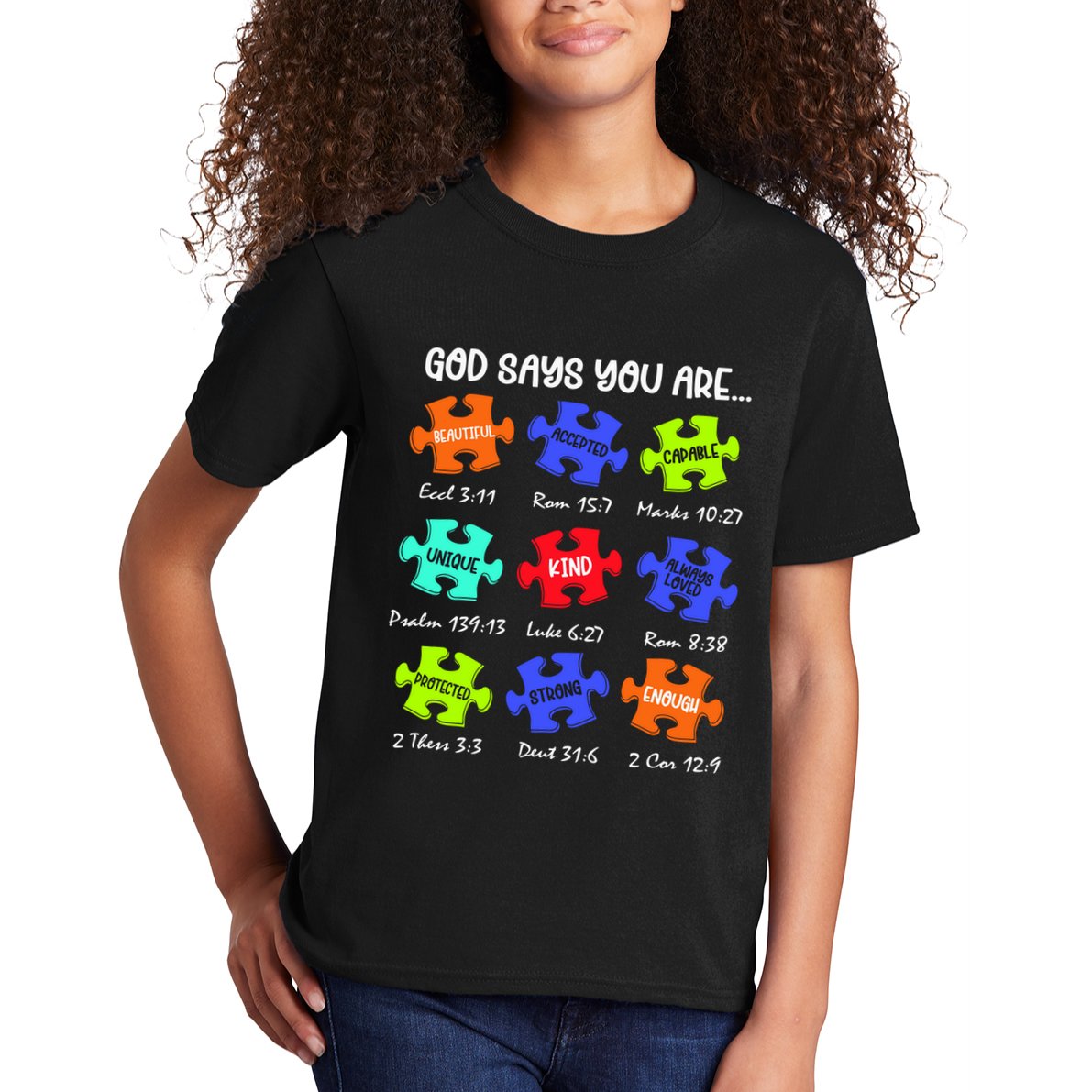 God Says I Am Autism Png Retro Autism Kids T-Shirt